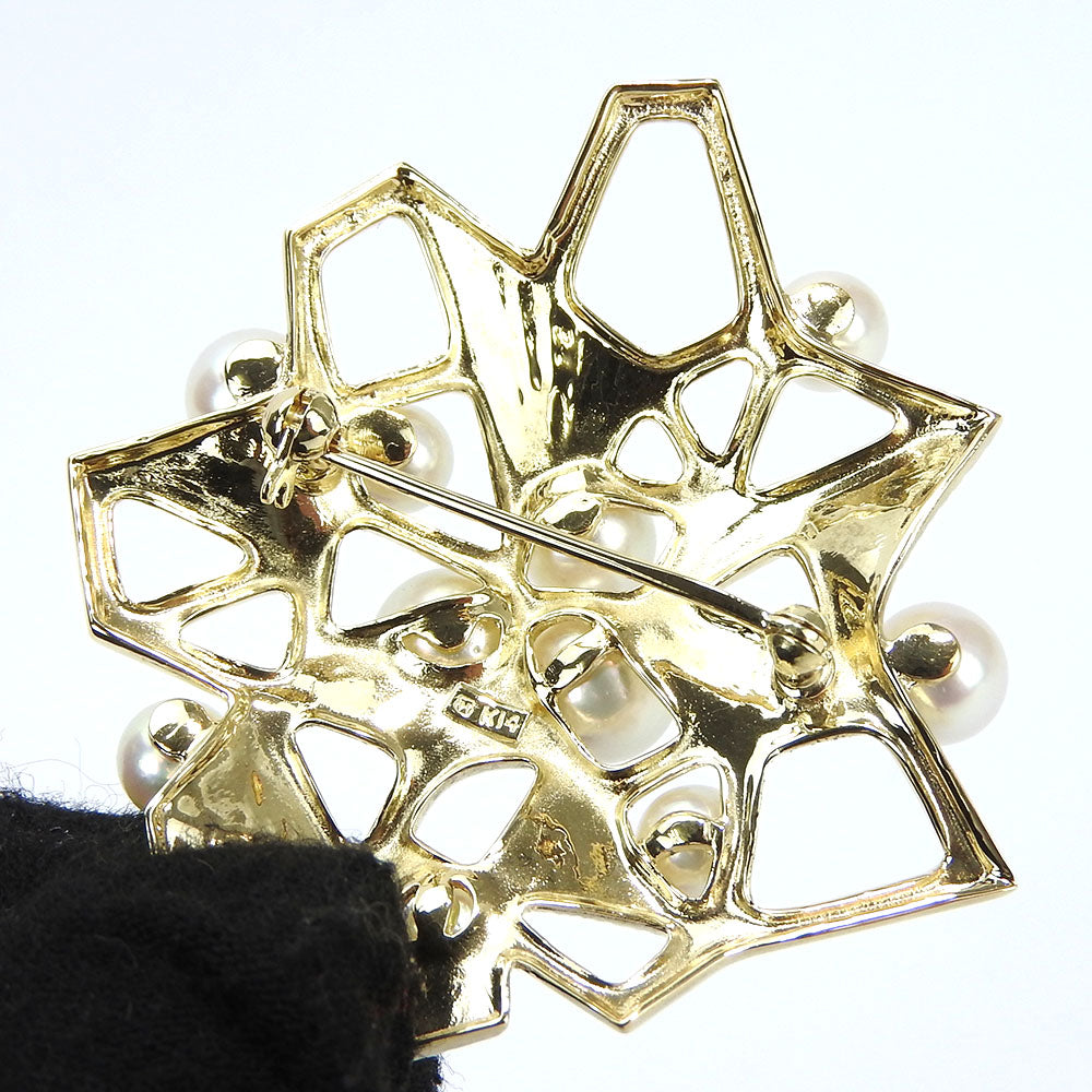MIKIMOTO Brooch K14 Yellow Gold gold Women Used Authentic