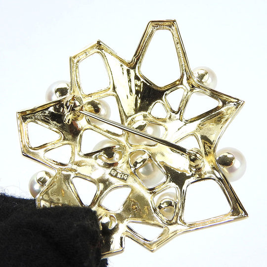 MIKIMOTO Brooch K14 Yellow Gold gold Women Used Authentic