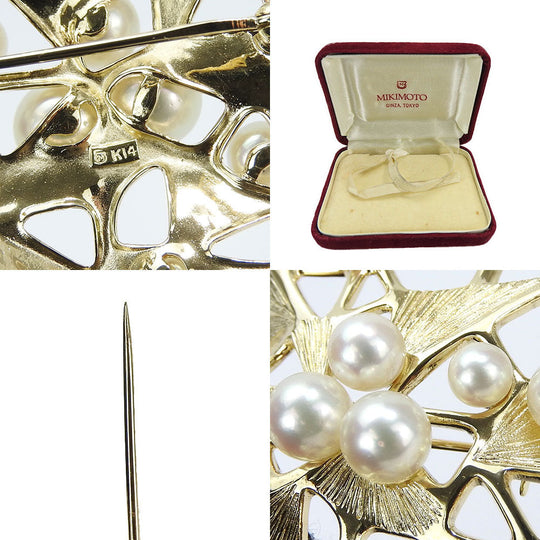 MIKIMOTO Brooch K14 Yellow Gold gold Women Used Authentic