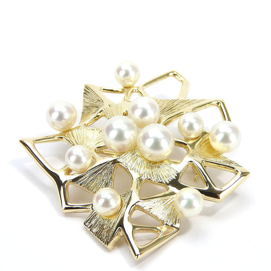 MIKIMOTO Brooch K14 Yellow Gold gold Women Used Authentic