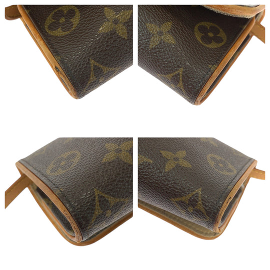 LOUIS VUITTON Shoulder Bag M51854 PVC Brown Gold Metal Shoulder Bag pochette Monogram Pochette Twin PM Women Used Authentic