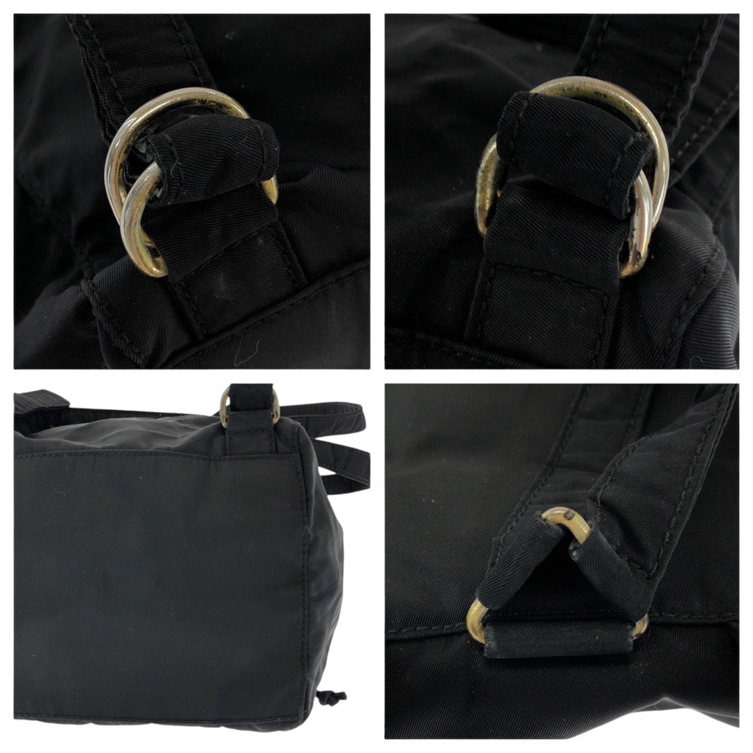 PRADA Backpack Nylon black Backpack Backpack Test embroidery Women Used Authentic