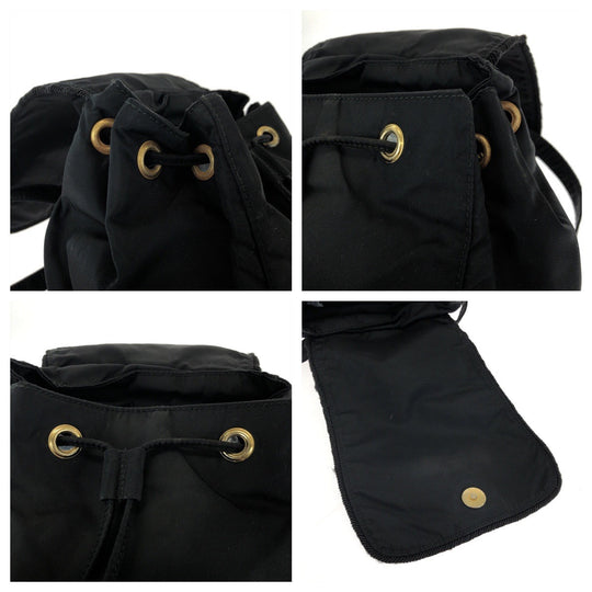 PRADA Backpack Nylon black Backpack Backpack Test embroidery Women Used Authentic