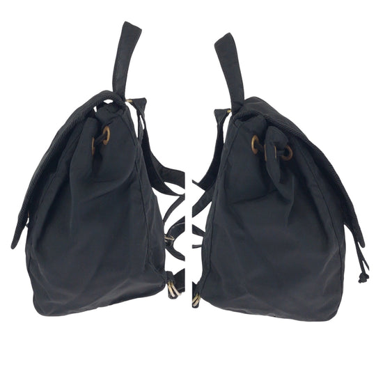 PRADA Backpack Nylon black Backpack Backpack Test embroidery Women Used Authentic