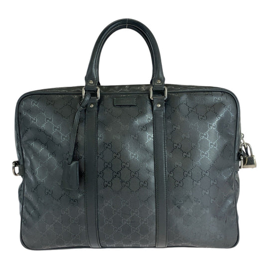 GUCCI Business bag 208463 PVC, Leather Grey SilverMetal Business bag briefcase GG implementation mens Used Authentic