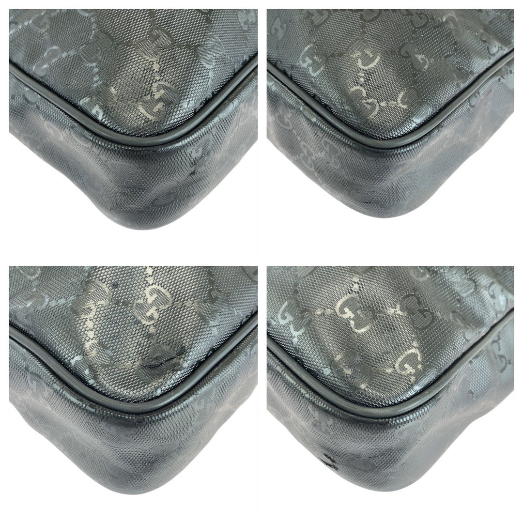 GUCCI Business bag 208463 PVC, Leather Grey SilverMetal Business bag briefcase GG implementation mens Used Authentic