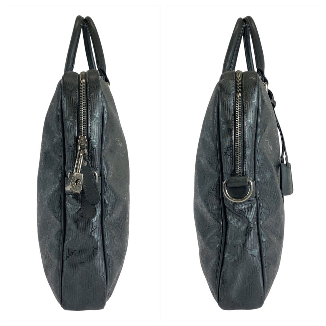 GUCCI Business bag 208463 PVC, Leather Grey SilverMetal Business bag briefcase GG implementation mens Used Authentic