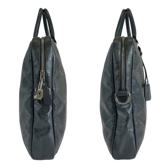 GUCCI Business bag 208463 PVC, Leather Grey SilverMetal Business bag briefcase GG implementation mens Used Authentic