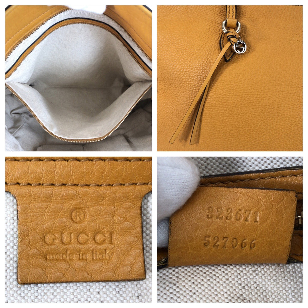 GUCCI Tote Bag 323671 leather Yellow Gold Metal Tote Bag Shoulder Bag Women Used Authentic