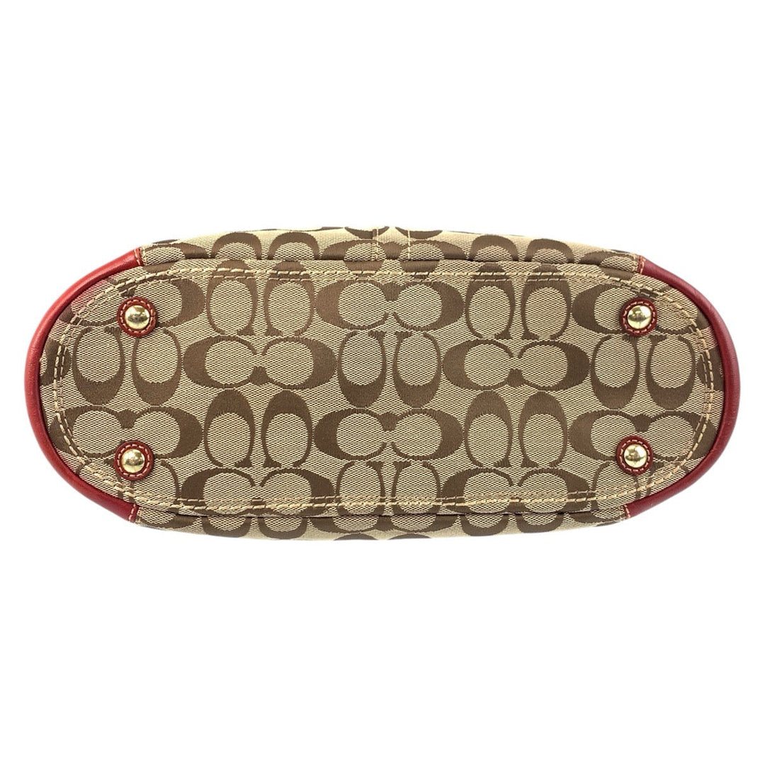 COACH Tote Bag 11237 Canvas, Leather Brown Gold Metal Tote Bag Shoulder Bag Signature Women Used Authentic