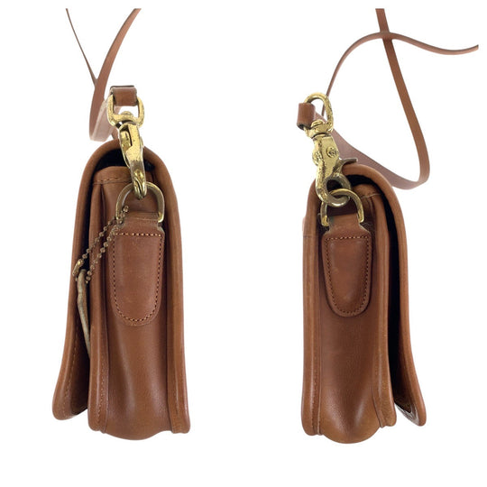 COACH Shoulder Bag 0295 117 leather Brown Gold Metal Shoulder Bag pochette Old coach Women Used Authentic