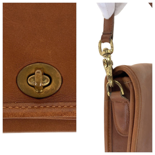 COACH Shoulder Bag 0295 117 leather Brown Gold Metal Shoulder Bag pochette Old coach Women Used Authentic