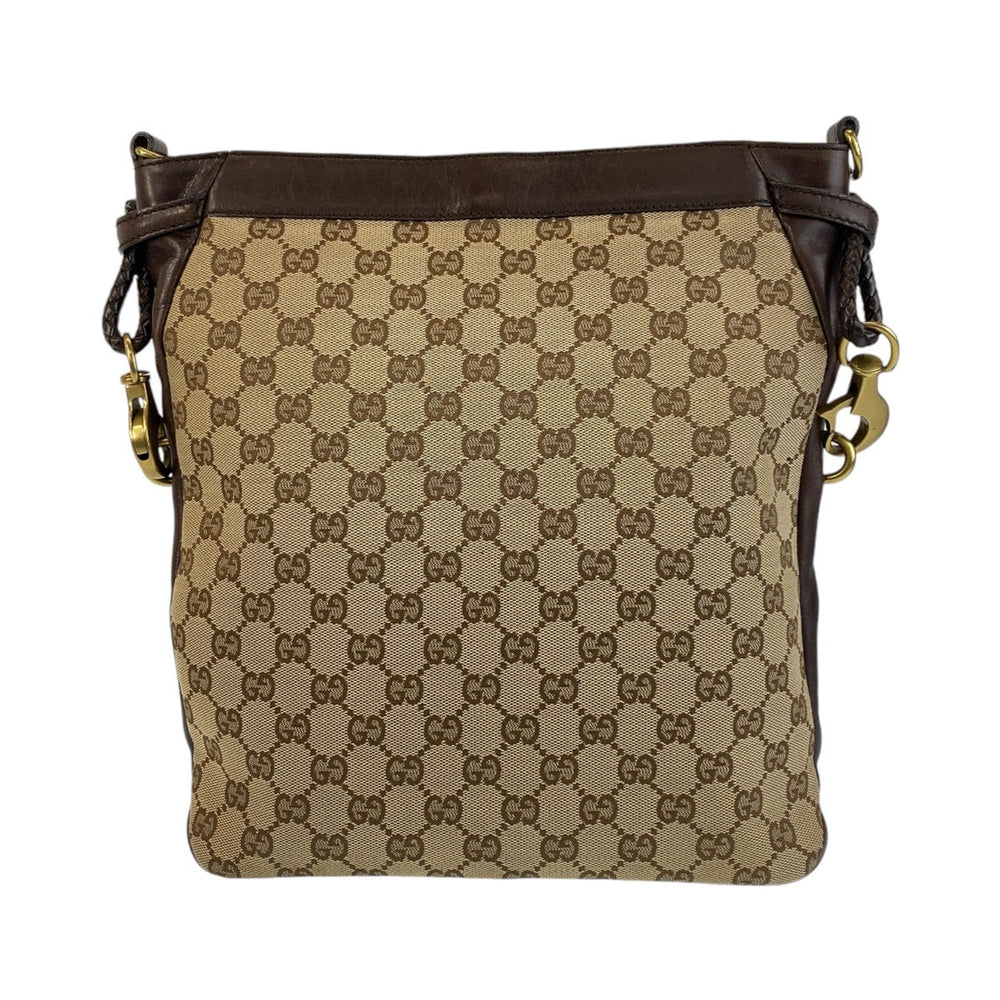 GUCCI Shoulder Bag 109097 GG canvas, leather Brown Beige Gold Metal Crossbody Shoulder Bag Messenger Bag Women Used Authentic