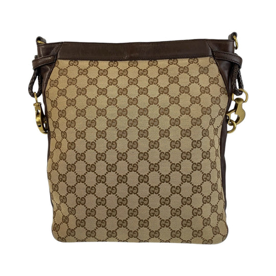 GUCCI Shoulder Bag 109097 GG canvas, leather Brown Beige Gold Metal Crossbody Shoulder Bag Messenger Bag Women Used Authentic