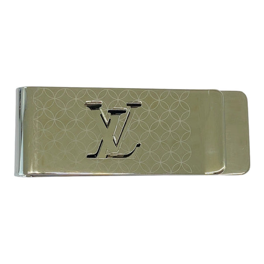 LOUIS VUITTON Money clip M65041 Stainless Steel Silver Bill Clip Champs Elyses mens Used Authentic
