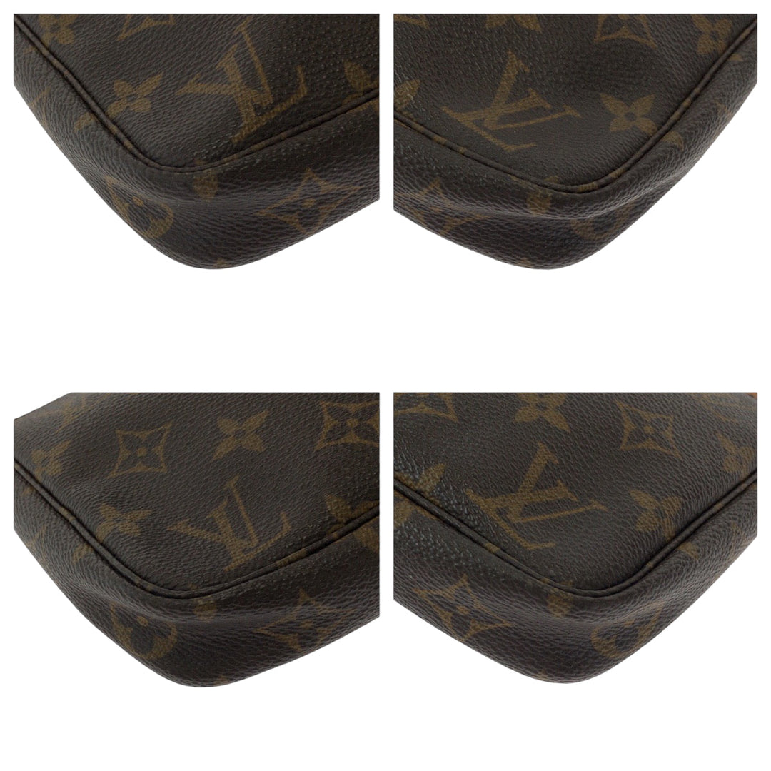 LOUIS VUITTON Handbag M51980 PVC Brown Gold Metal Handbag accessory pouch Monogram Women Used Authentic