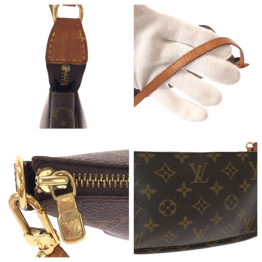 LOUIS VUITTON Handbag M51980 PVC Brown Gold Metal Handbag accessory pouch Monogram Women Used Authentic