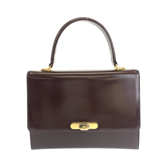 Valentino Garavani Handbag leather Brown Gold Metal Handbag Women Used Authentic