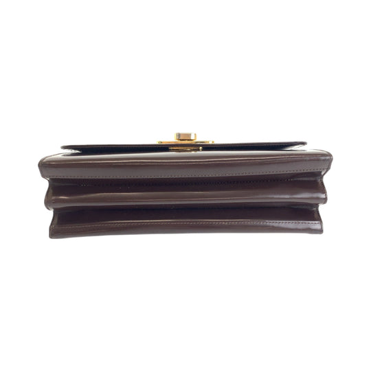 Valentino Garavani Handbag leather Brown Gold Metal Handbag Women Used Authentic