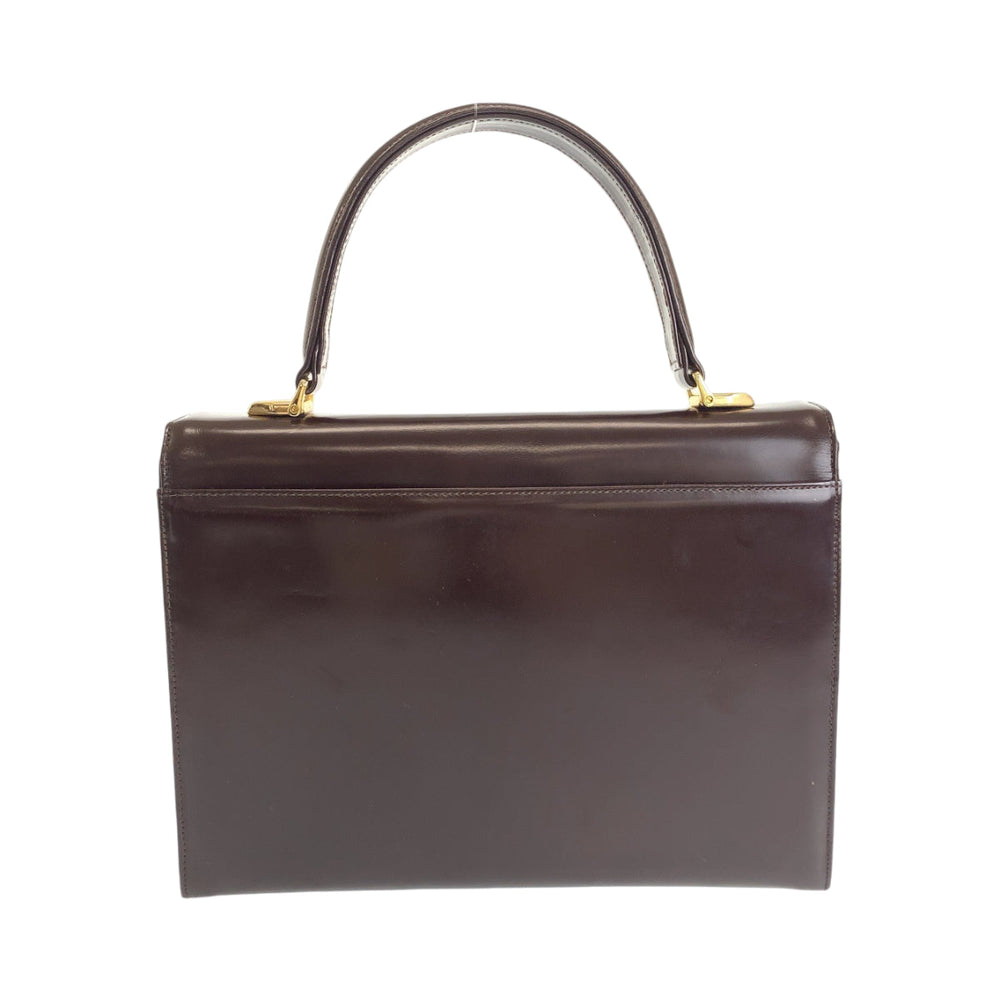 Valentino Garavani Handbag leather Brown Gold Metal Handbag Women Used Authentic