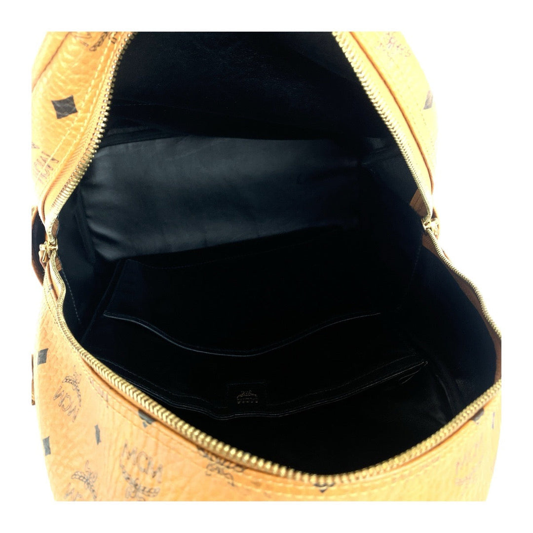 MCM Backpack leather cognac Backpack Unisex Vicetos Side studs Women Used Authentic