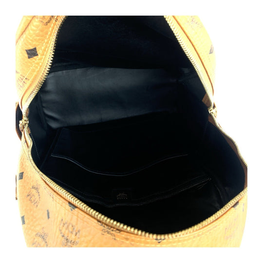 MCM Backpack leather cognac Backpack Unisex Vicetos Side studs Women Used Authentic
