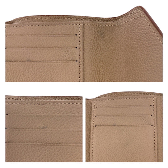 LOUIS VUITTON Tri-fold wallet M63529 leather Beige Greige Gold Metal Folding wallet Compact wallet Monogram Unplant Portefeuille Victorine Women Used Authentic