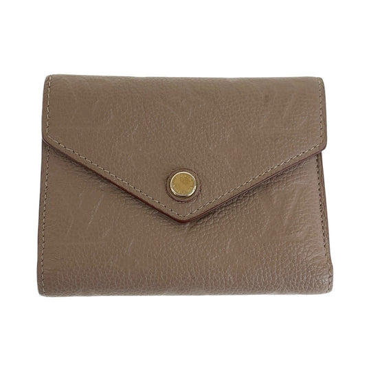 LOUIS VUITTON Tri-fold wallet M63529 leather Beige Greige Gold Metal Folding wallet Compact wallet Monogram Unplant Portefeuille Victorine Women Used Authentic