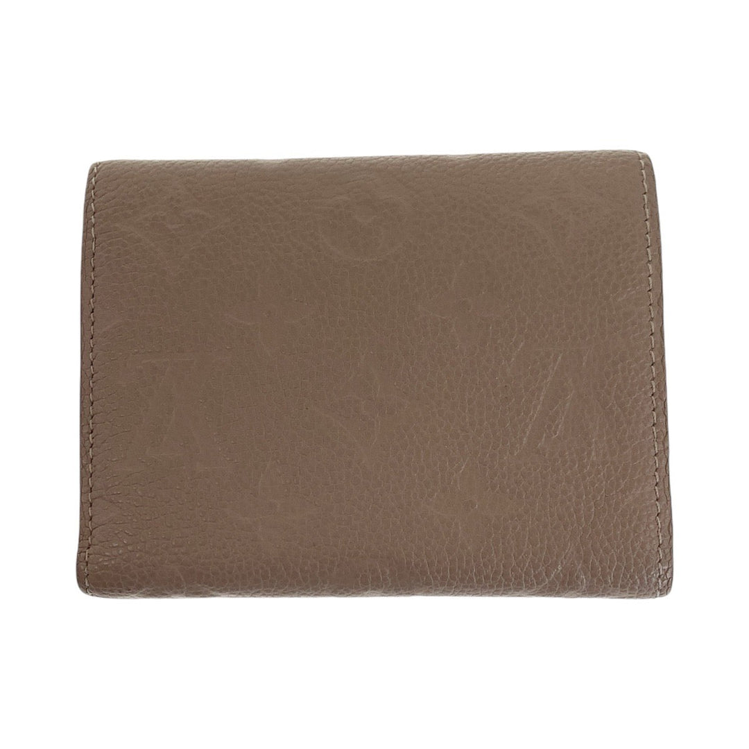 LOUIS VUITTON Tri-fold wallet M63529 leather Beige Greige Gold Metal Folding wallet Compact wallet Monogram Unplant Portefeuille Victorine Women Used Authentic