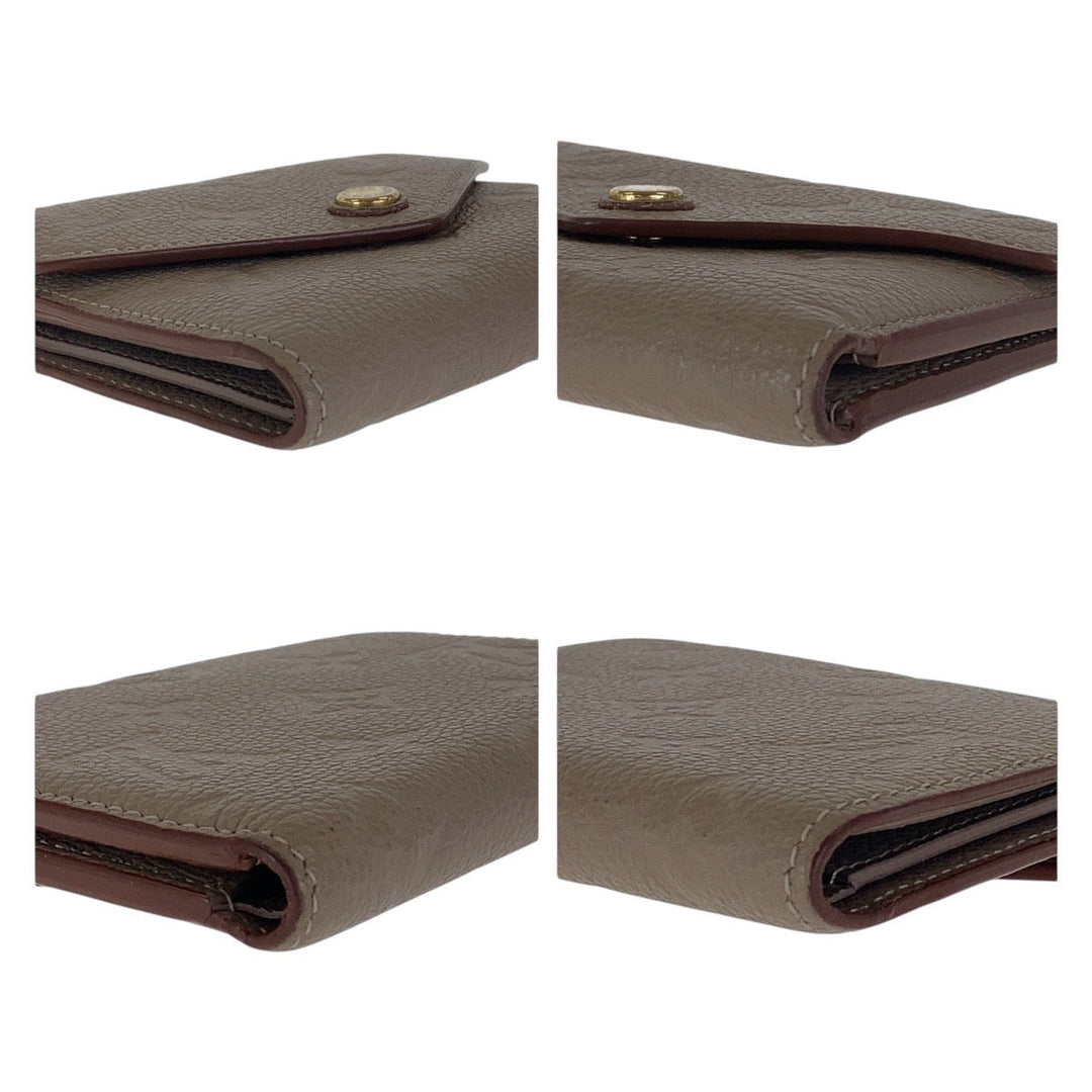 LOUIS VUITTON Tri-fold wallet M63529 leather Beige Greige Gold Metal Folding wallet Compact wallet Monogram Unplant Portefeuille Victorine Women Used Authentic