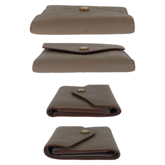 LOUIS VUITTON Tri-fold wallet M63529 leather Beige Greige Gold Metal Folding wallet Compact wallet Monogram Unplant Portefeuille Victorine Women Used Authentic