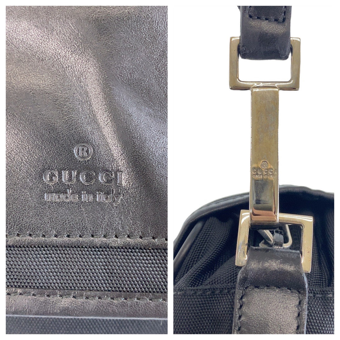 GUCCI Shoulder Bag 28562 Nylon, Leather Black SilverMetal Crossbody Shoulder Bag Messenger Bag Women Used Authentic