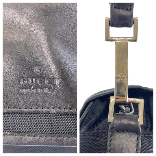 GUCCI Shoulder Bag 28562 Nylon, Leather Black SilverMetal Crossbody Shoulder Bag Messenger Bag Women Used Authentic