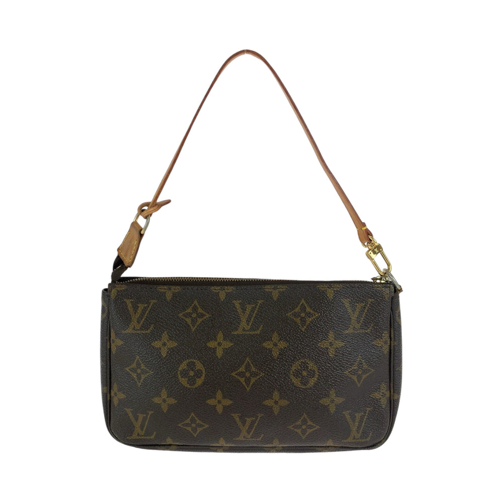 LOUIS VUITTON Handbag M51980 PVC Brown Gold Metal Handbag accessory pouch Monogram Women Used Authentic