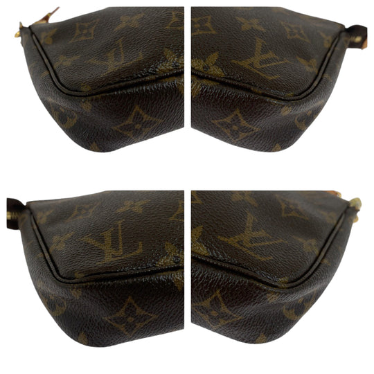 LOUIS VUITTON Handbag M51980 PVC Brown Gold Metal Handbag accessory pouch Monogram Women Used Authentic