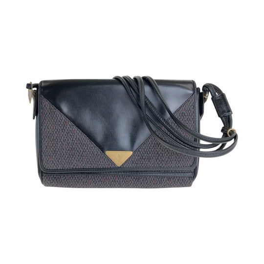 Yves Saint Laurent Shoulder Bag Canvas, Leather Purple Black Gold Metal Shoulder Bag pochette YSL Women Used Authentic