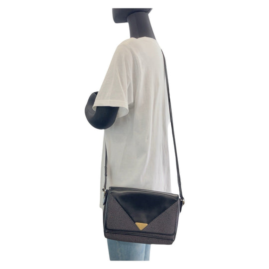 Yves Saint Laurent Shoulder Bag Canvas, Leather Purple Black Gold Metal Shoulder Bag pochette YSL Women Used Authentic
