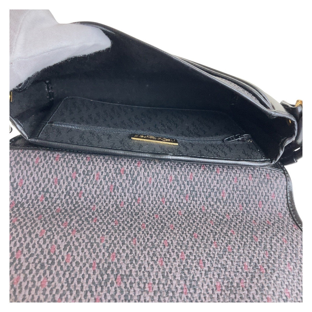 Yves Saint Laurent Shoulder Bag Canvas, Leather Purple Black Gold Metal Shoulder Bag pochette YSL Women Used Authentic