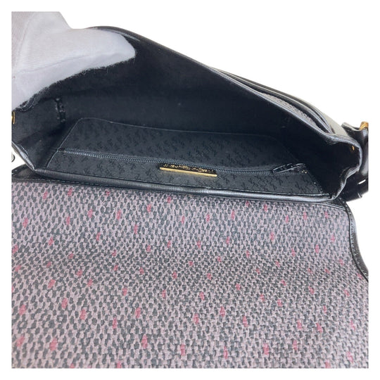 Yves Saint Laurent Shoulder Bag Canvas, Leather Purple Black Gold Metal Shoulder Bag pochette YSL Women Used Authentic