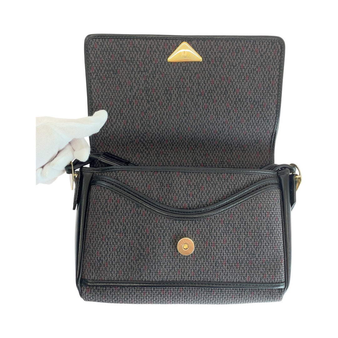 Yves Saint Laurent Shoulder Bag Canvas, Leather Purple Black Gold Metal Shoulder Bag pochette YSL Women Used Authentic
