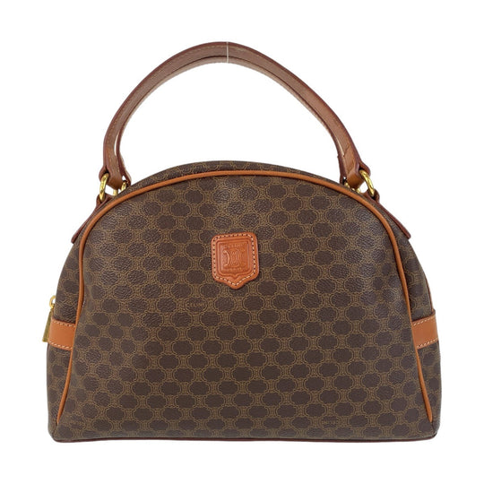 CELINE Handbag PVC, Leather Brown Gold Metal Handbag vanity bag Macadam Women Used Authentic