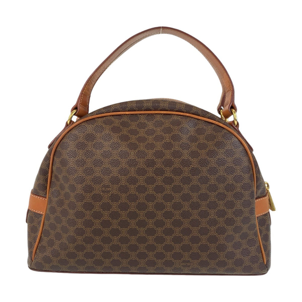 CELINE Handbag PVC, Leather Brown Gold Metal Handbag vanity bag Macadam Women Used Authentic