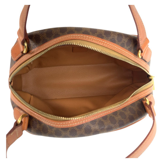 CELINE Handbag PVC, Leather Brown Gold Metal Handbag vanity bag Macadam Women Used Authentic