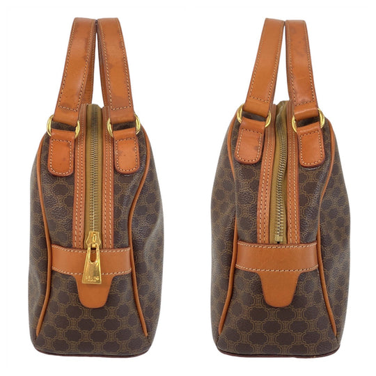 CELINE Handbag PVC, Leather Brown Gold Metal Handbag vanity bag Macadam Women Used Authentic