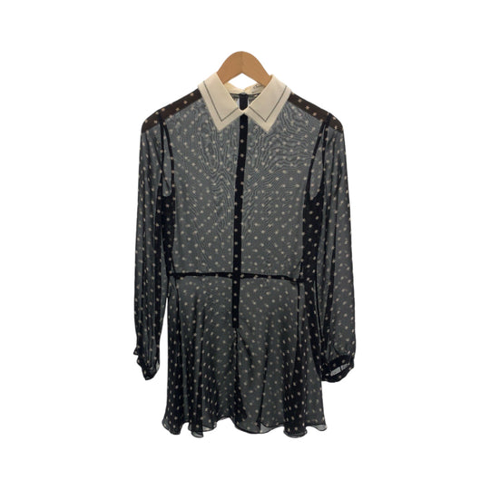 Dior Tunic cotton Black White Tunic Star Pattern See-through Women Used Authentic