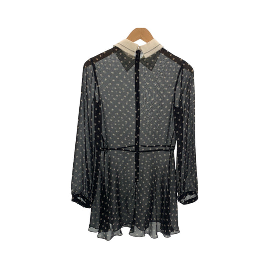 Dior Tunic cotton Black White Tunic Star Pattern See-through Women Used Authentic