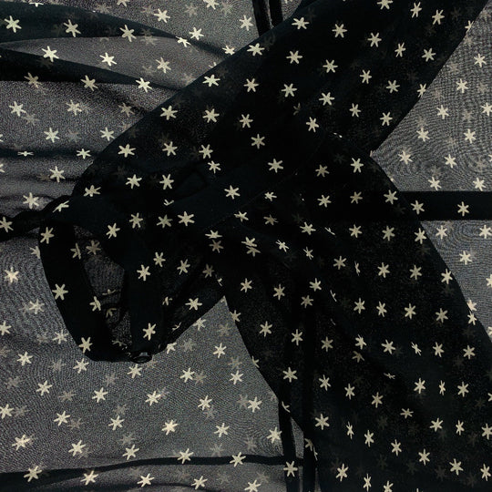 Dior Tunic cotton Black White Tunic Star Pattern See-through Women Used Authentic