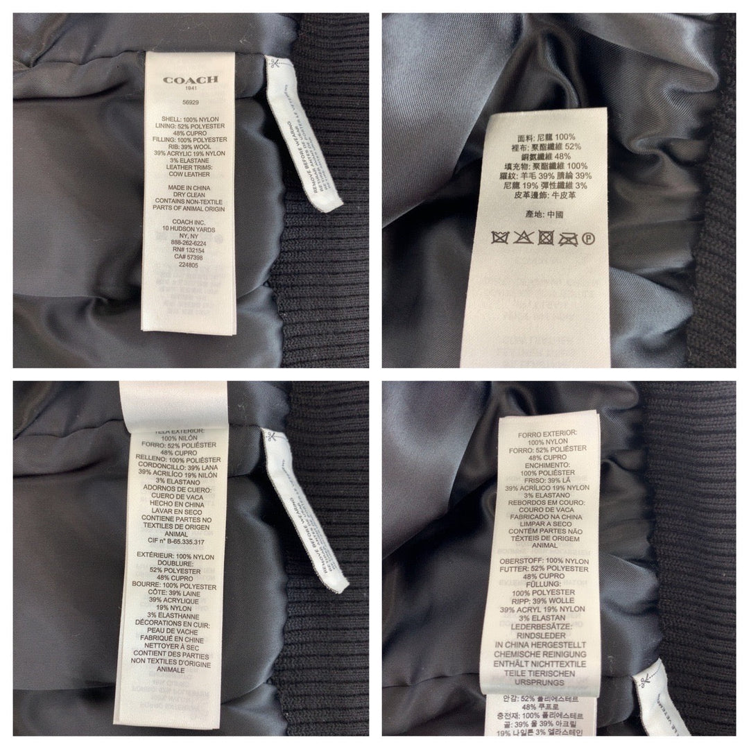 COACH Nylon jacket 56929 Nylon khaki MA-1 Nylon Jacket Bomber Flight Jacket mens 46 Used Authentic