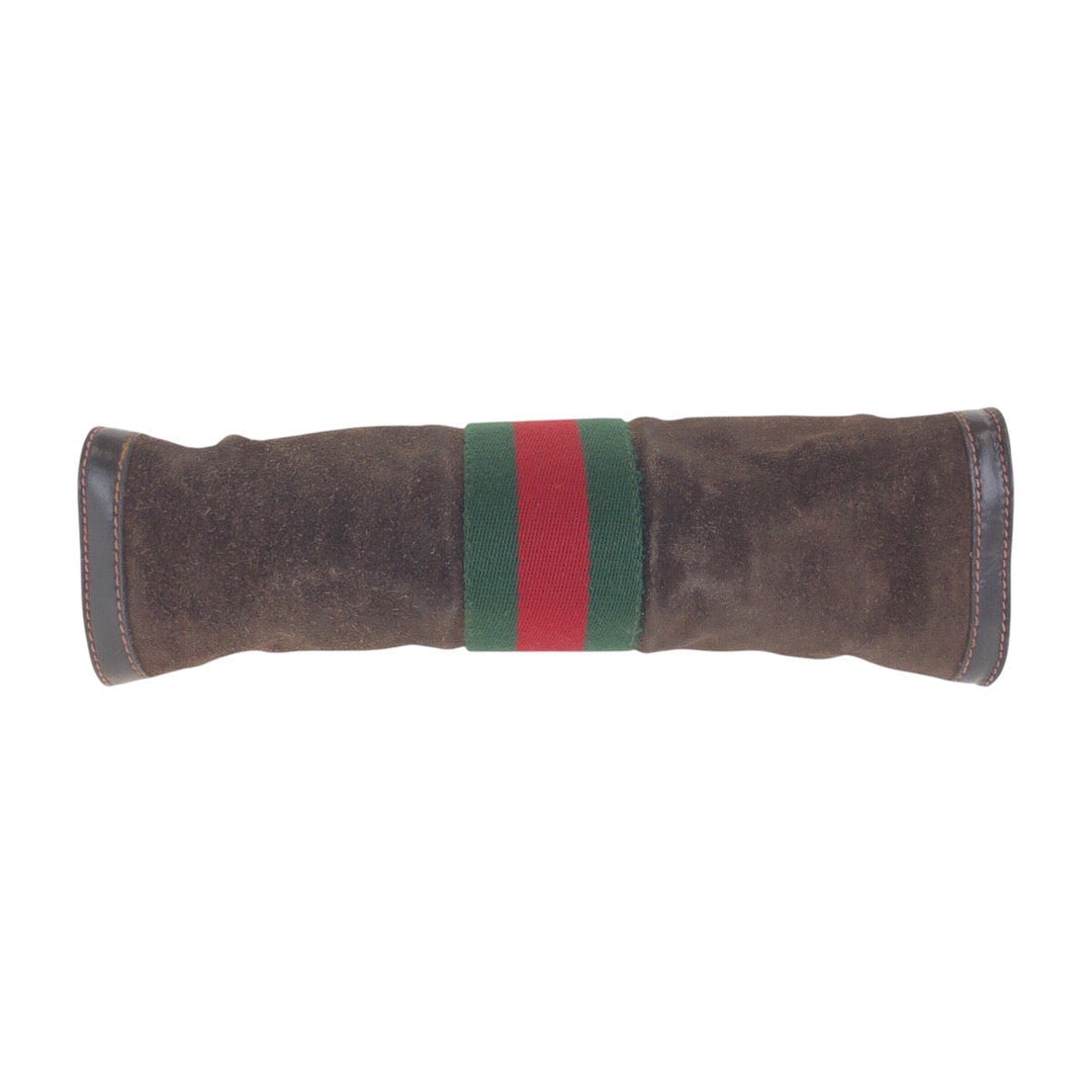 GUCCI Clutch bag Suede, Leather Brown Clutch bag business bag Old Gucci Shelly Line mens Used Authentic