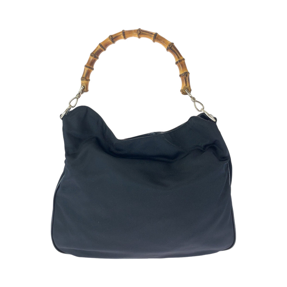 GUCCI Shoulder Bag 001 1705 1577 canvas Dark navy brown Shoulder Bag Handbag 2way Bamboo Women Used Authentic